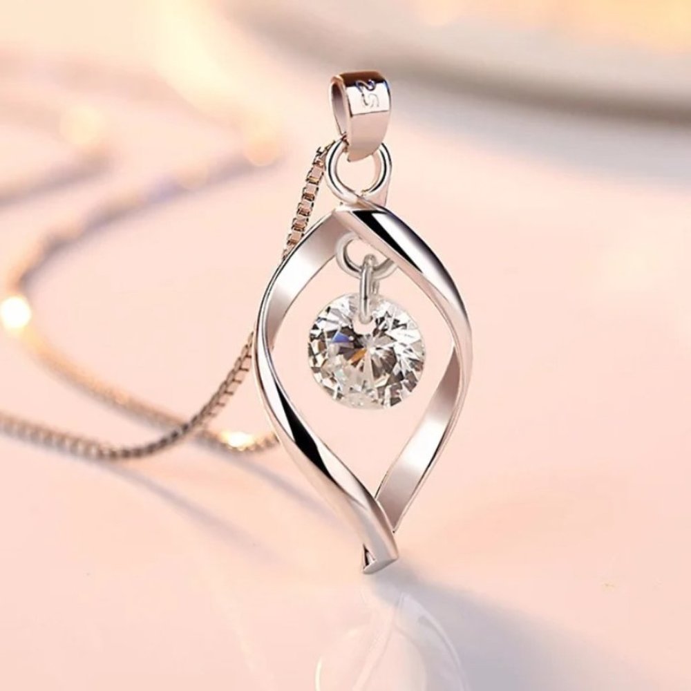 Necklace Pendant Earrings Spiral 925 Sterling Silver Set - Picture 3 of 8